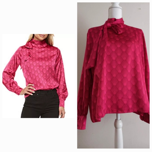 worthington blouse long sleeve Tops - Worthington Size PXXL Bow Tie Blouse Red Color Long Sleeve New With Tag $25